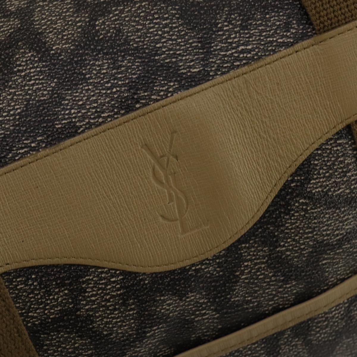 SAINT LAURENT Boston Bag PVC Leather Gray Beige Auth ep15716