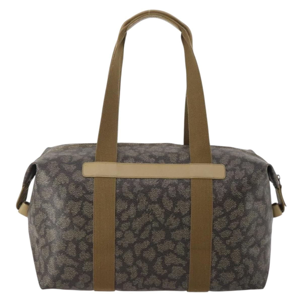 SAINT LAURENT Boston Bag PVC Leather Gray Beige Auth ep15716