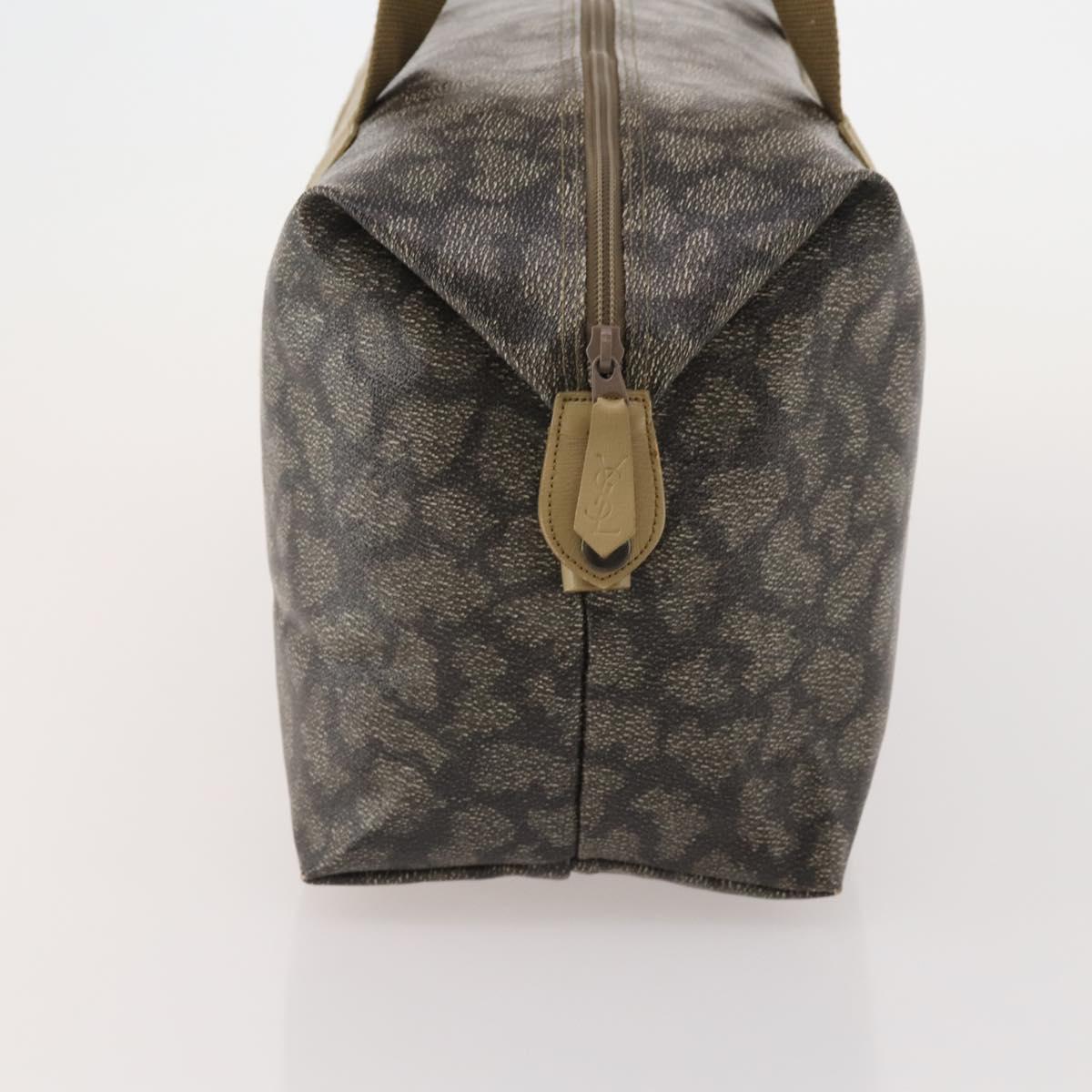 SAINT LAURENT Boston Bag PVC Leather Gray Beige Auth ep15716