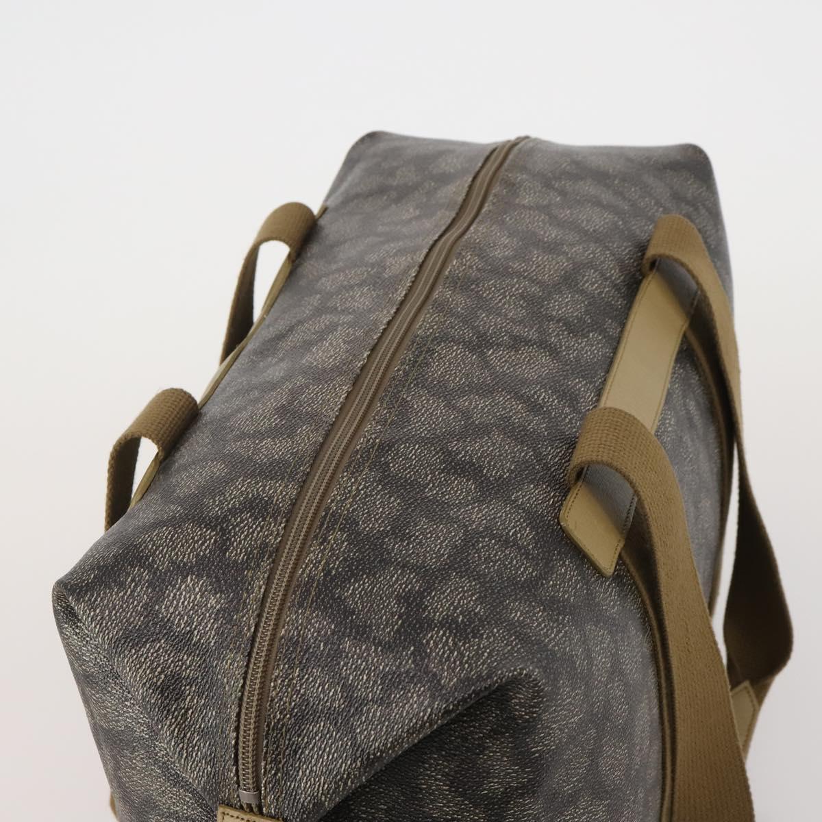 SAINT LAURENT Boston Bag PVC Leather Gray Beige Auth ep15716
