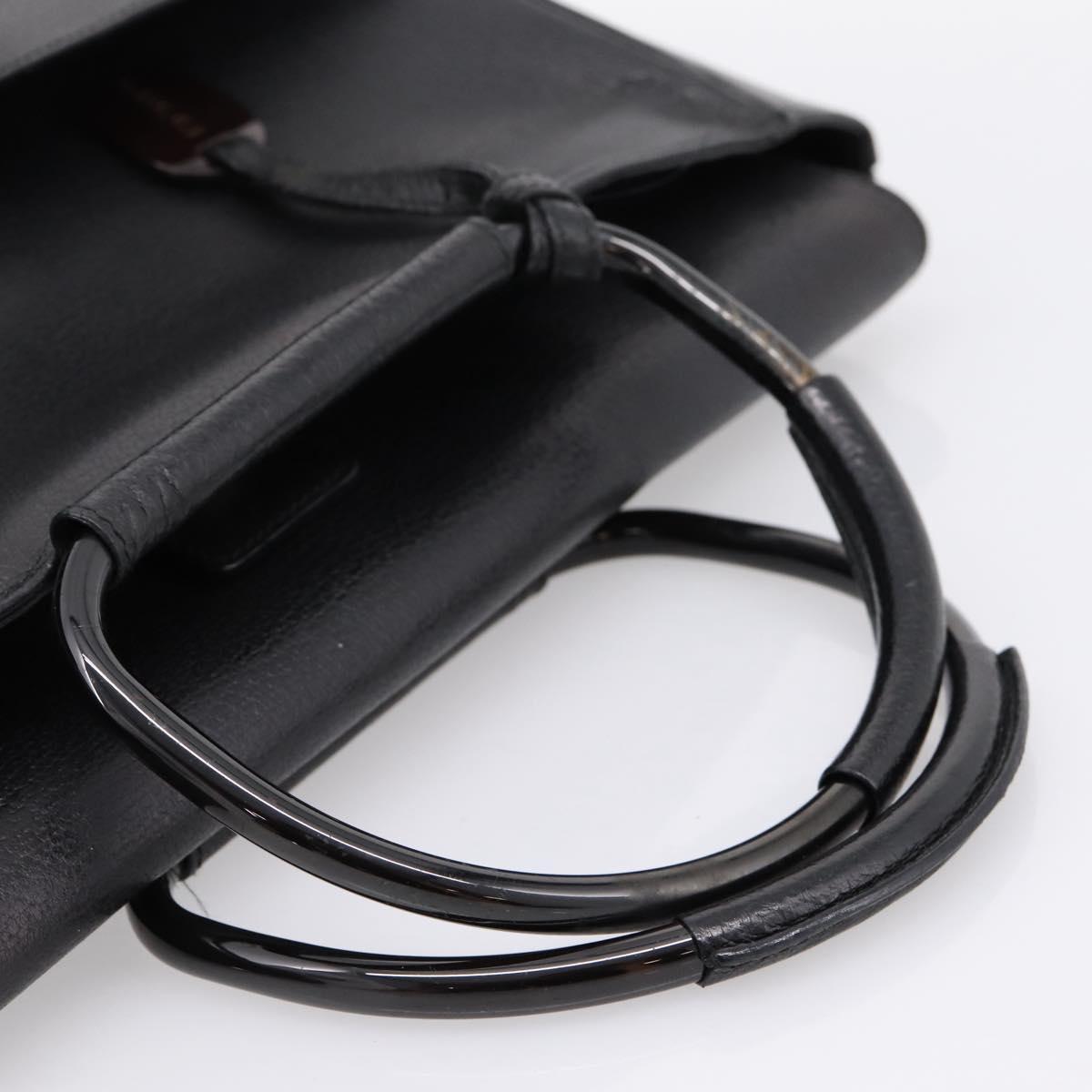 GUCCI Hand Bag Leather Black Silver 002 3754 1313 Auth ep15717