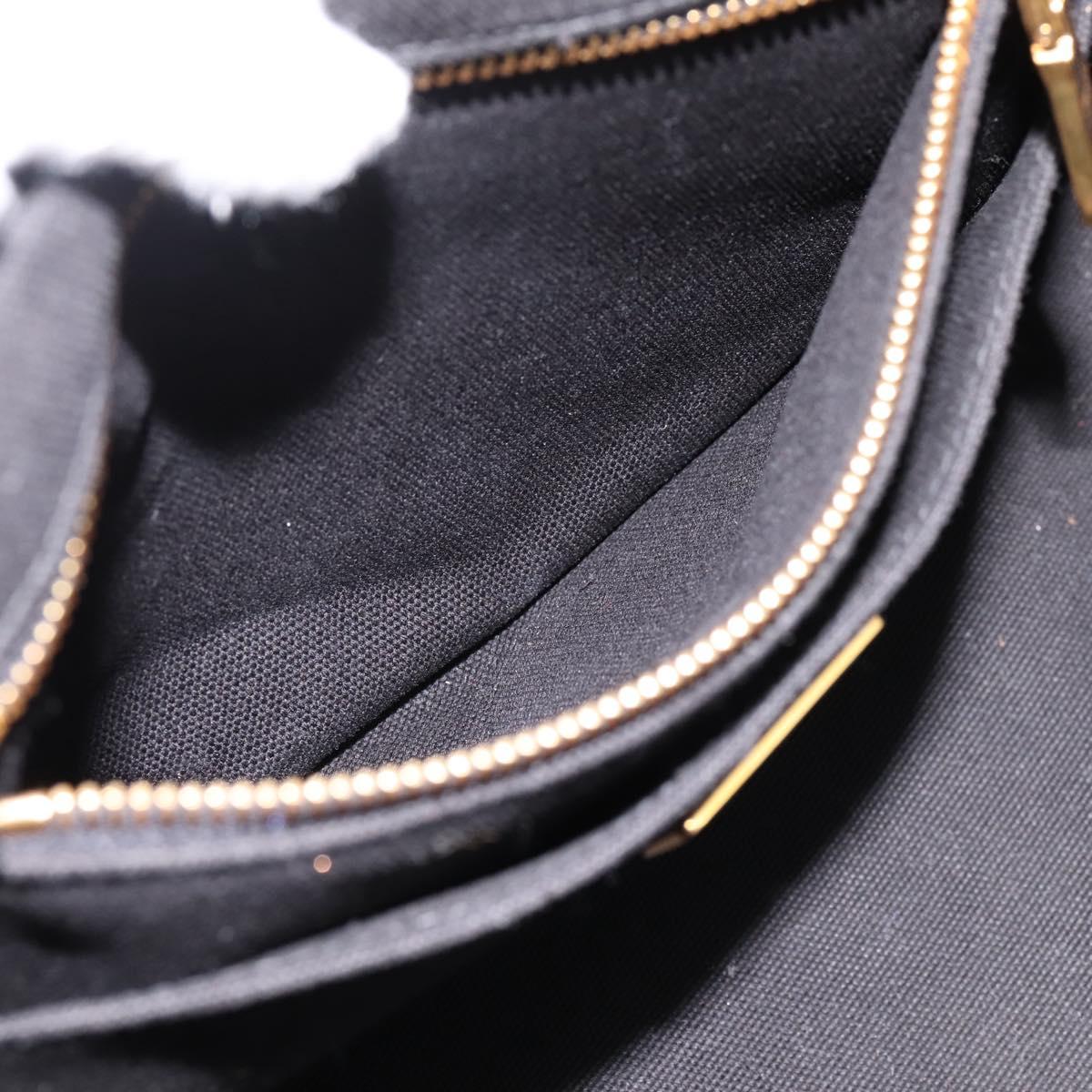PRADA Canapa MM Hand Bag Canvas 2way Black Gold Tone Auth ep15718