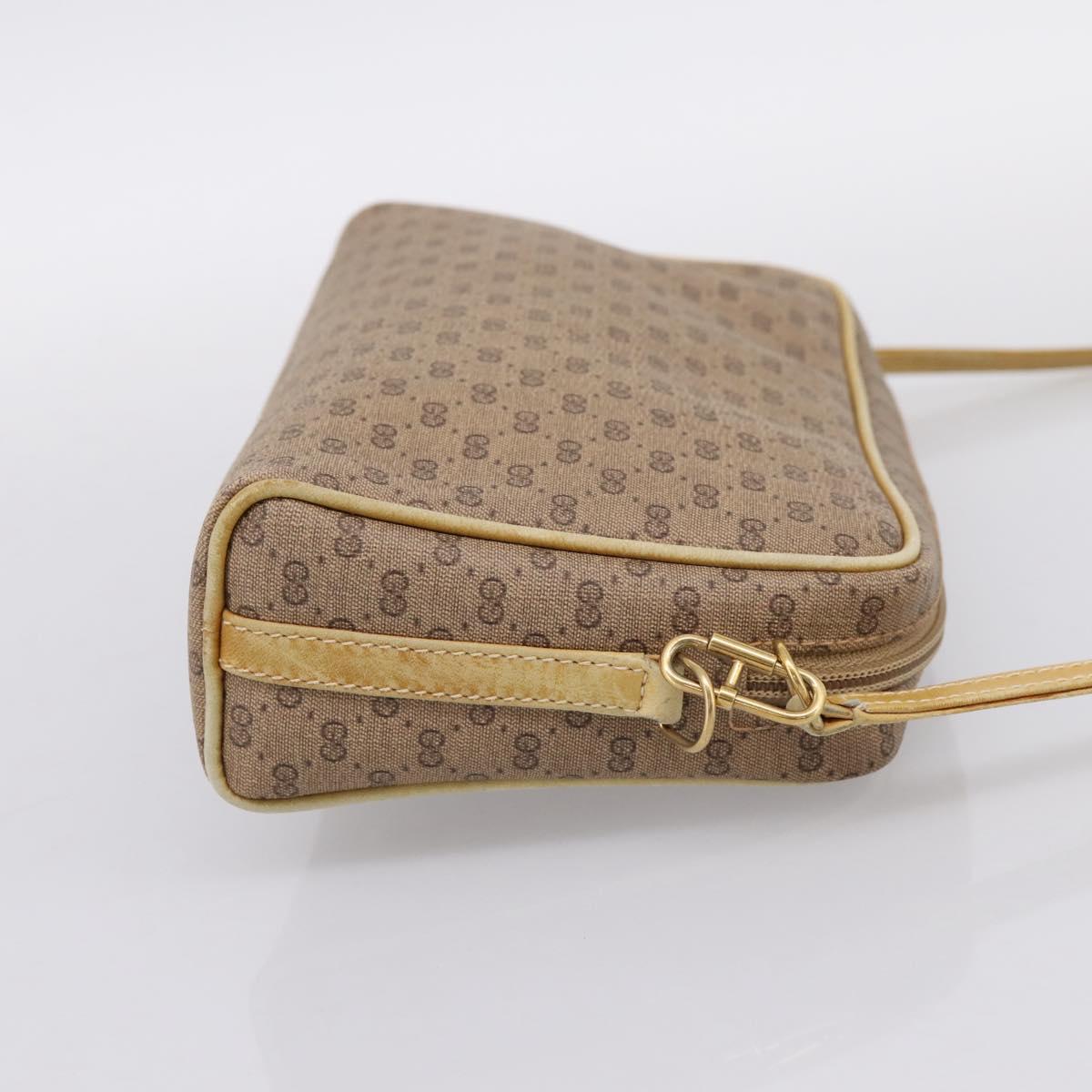 GUCCI Micro GG Shoulder Bag PVC Leather Beige Gold Tone 007 87 0012 Auth ep15721