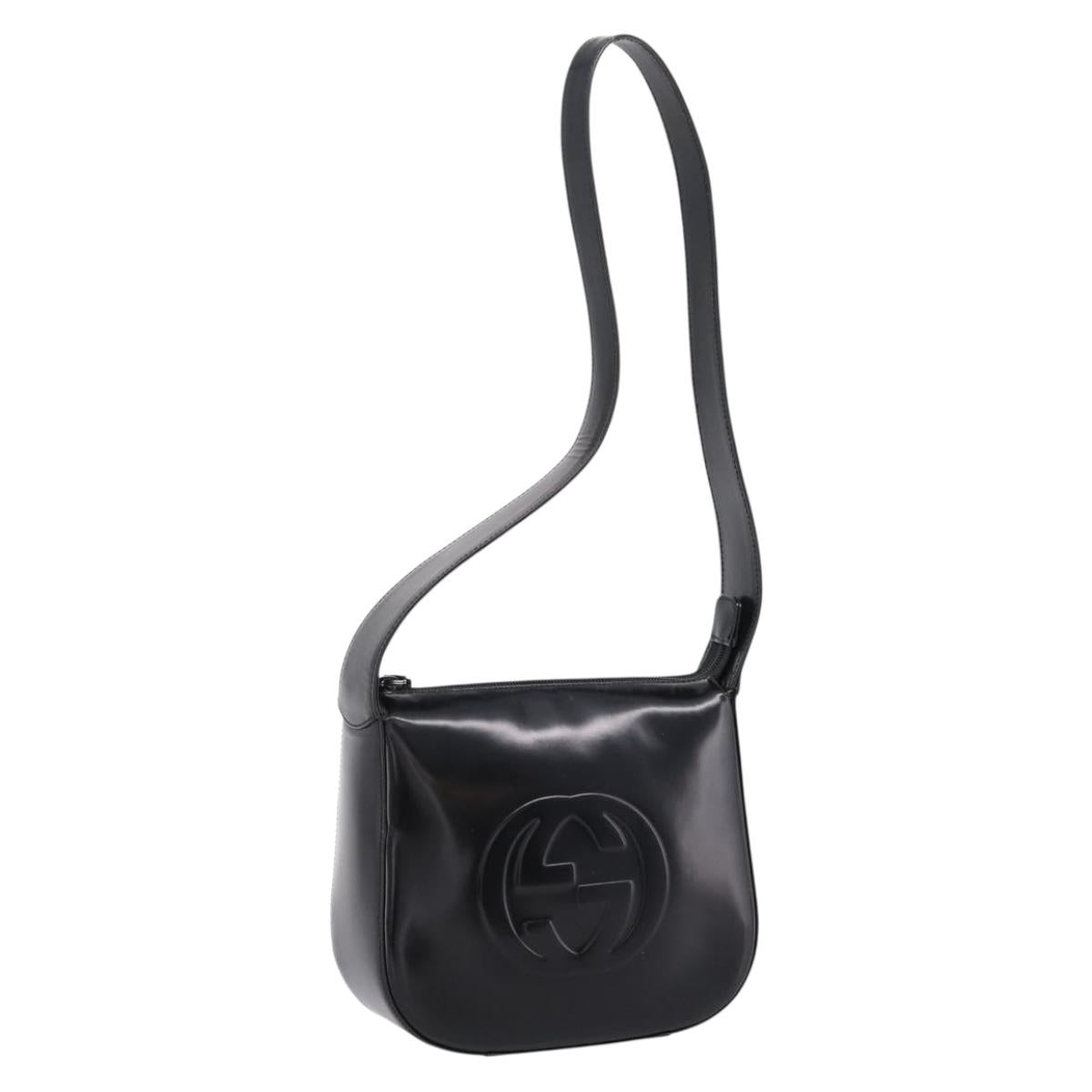 GUCCI Shoulder Bag patent Black 007 2113 0250 Auth ep15722