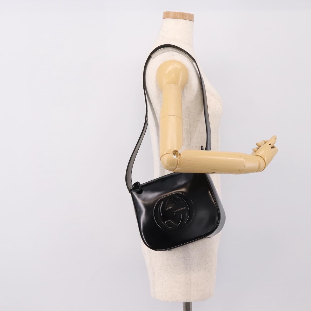 GUCCI Shoulder Bag patent Black 007 2113 0250 Auth ep15722