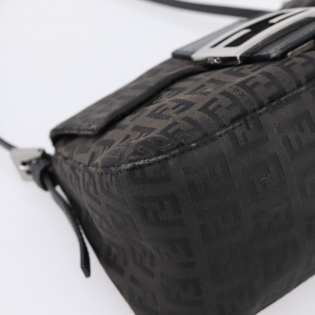 FENDI Zucchino Canvas Mamma Baguette Bag Black Silver 8BR180 Auth ep15723A