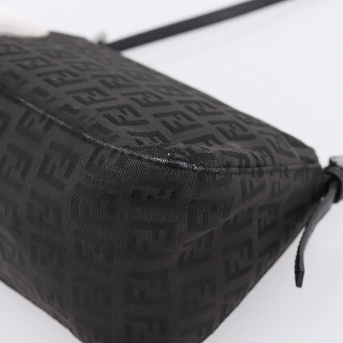 FENDI Zucchino Canvas Mamma Baguette Bag Black Silver 8BR180 Auth ep15723A