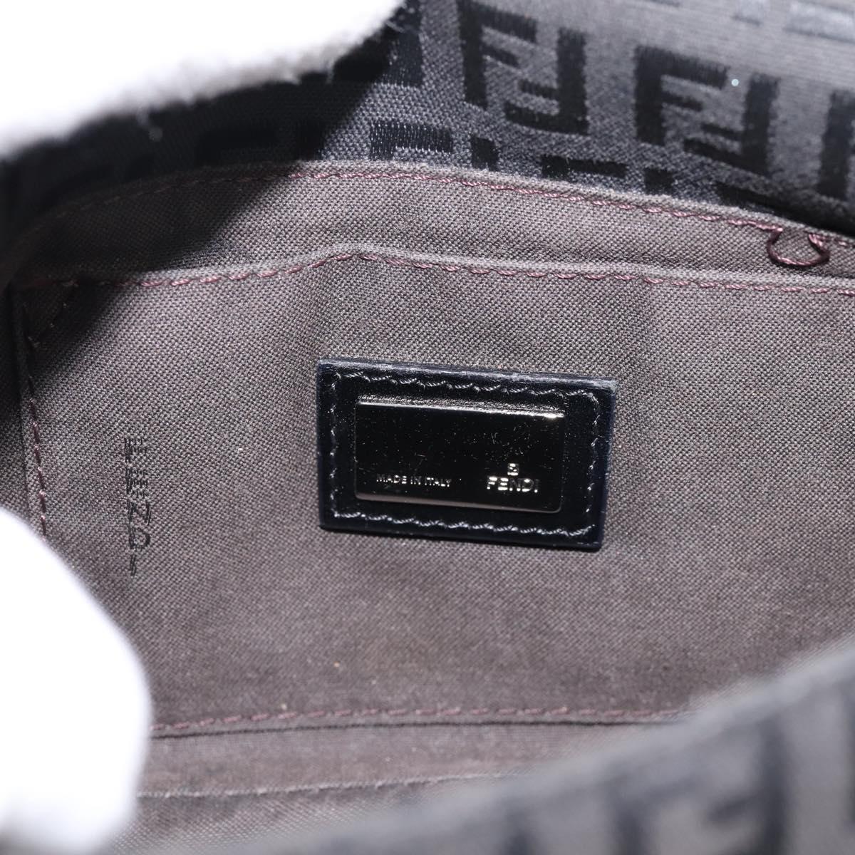FENDI Zucchino Canvas Mamma Baguette Bag Black Silver 8BR180 Auth ep15723A