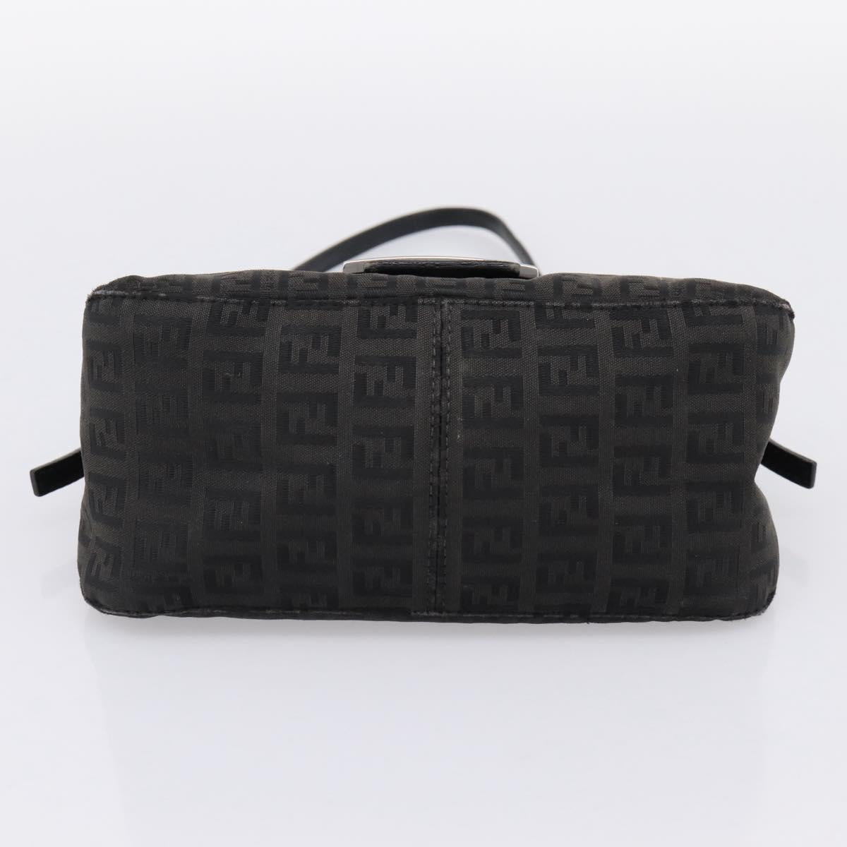 FENDI Zucchino Canvas Mamma Baguette Bag Black Silver 8BR180 Auth ep15723A