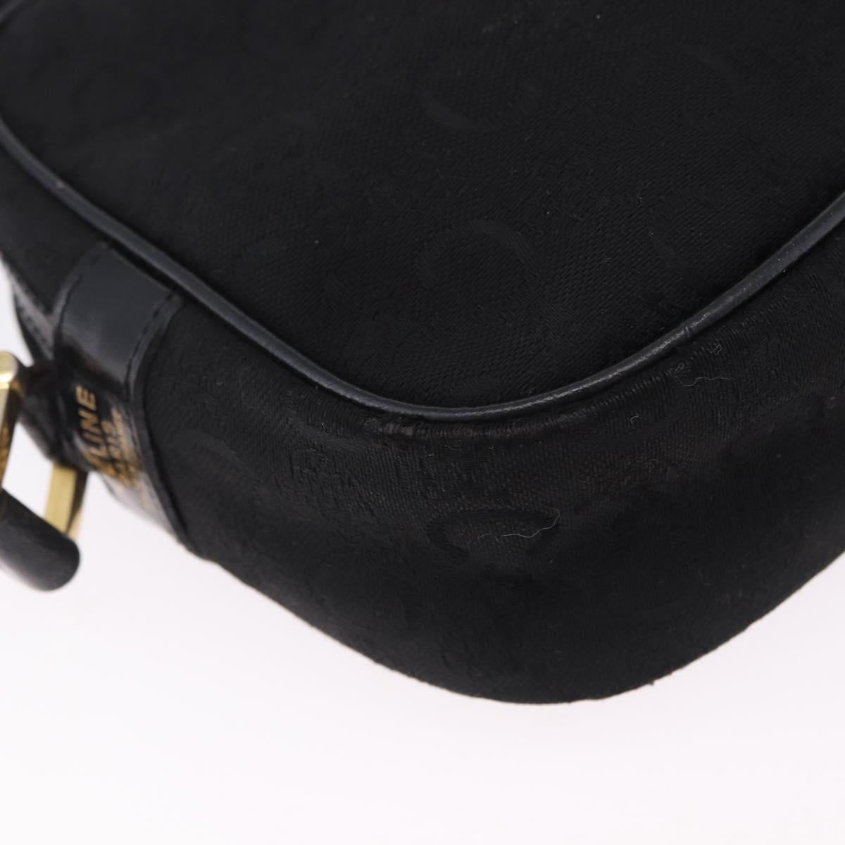 CELINE C Saluki Shoulder Bag Canvas Black Gold Tone Auth ep15727