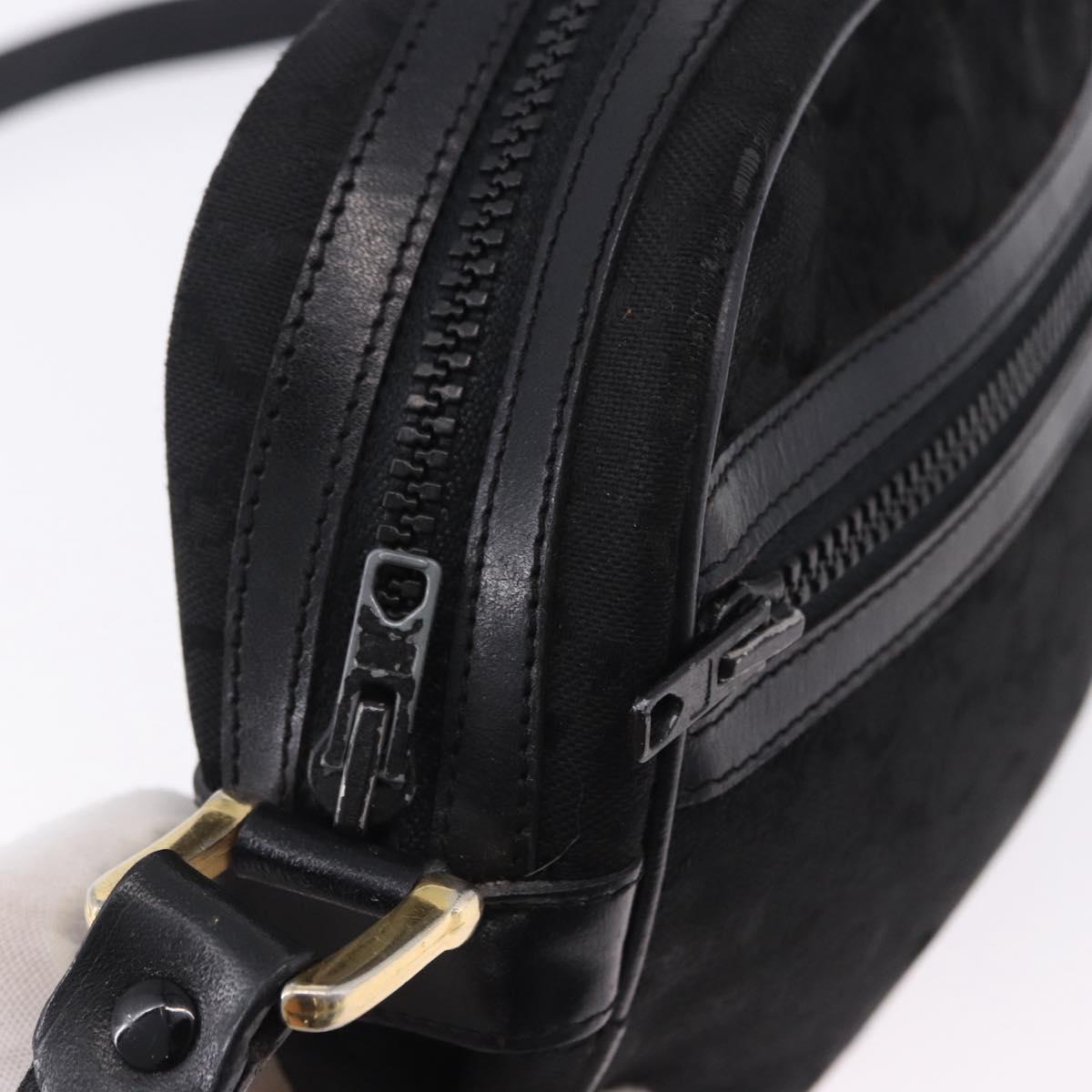 CELINE C Saluki Shoulder Bag Canvas Black Gold Tone Auth ep15727