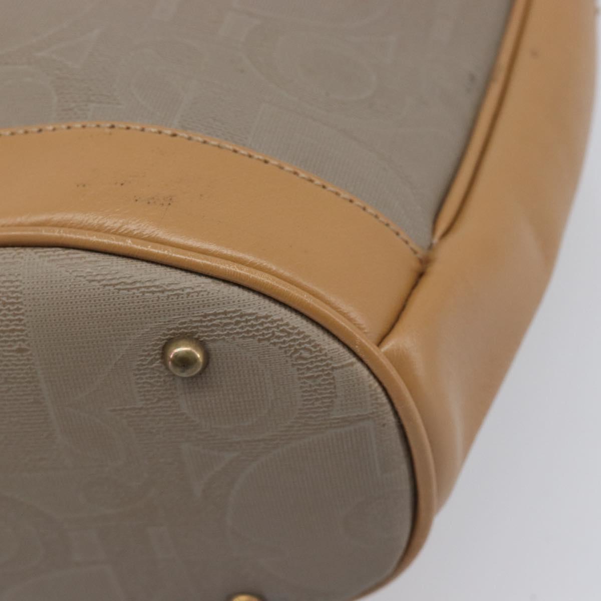 Christian Dior Trotter Hand Bag PVC Leather Beige Gold Tone Auth ep15735A