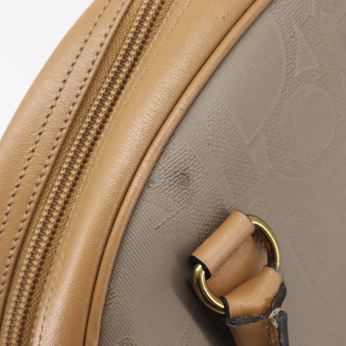 Christian Dior Trotter Hand Bag PVC Leather Beige Gold Tone Auth ep15735A