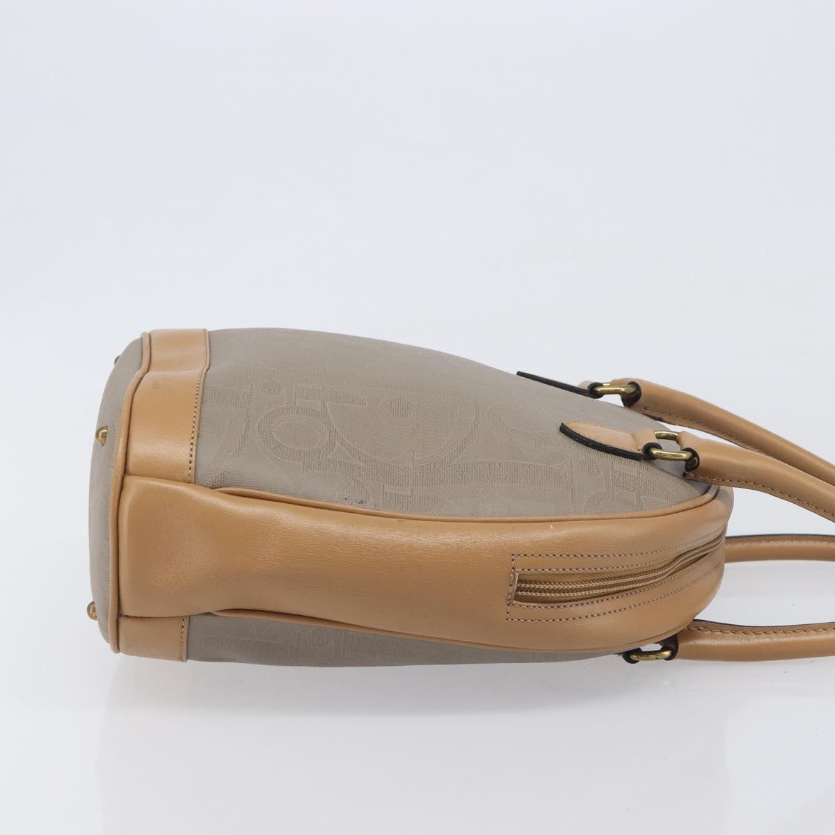 Christian Dior Trotter Hand Bag PVC Leather Beige Gold Tone Auth ep15735A