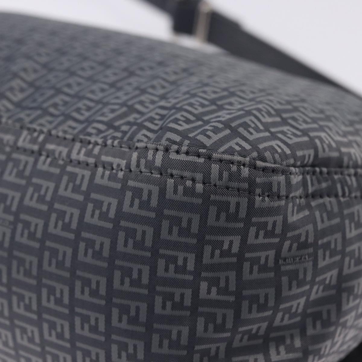 FENDI Zucchino Canvas Shoulder Bag Nylon Navy Silver 8BT166 Auth ep15741