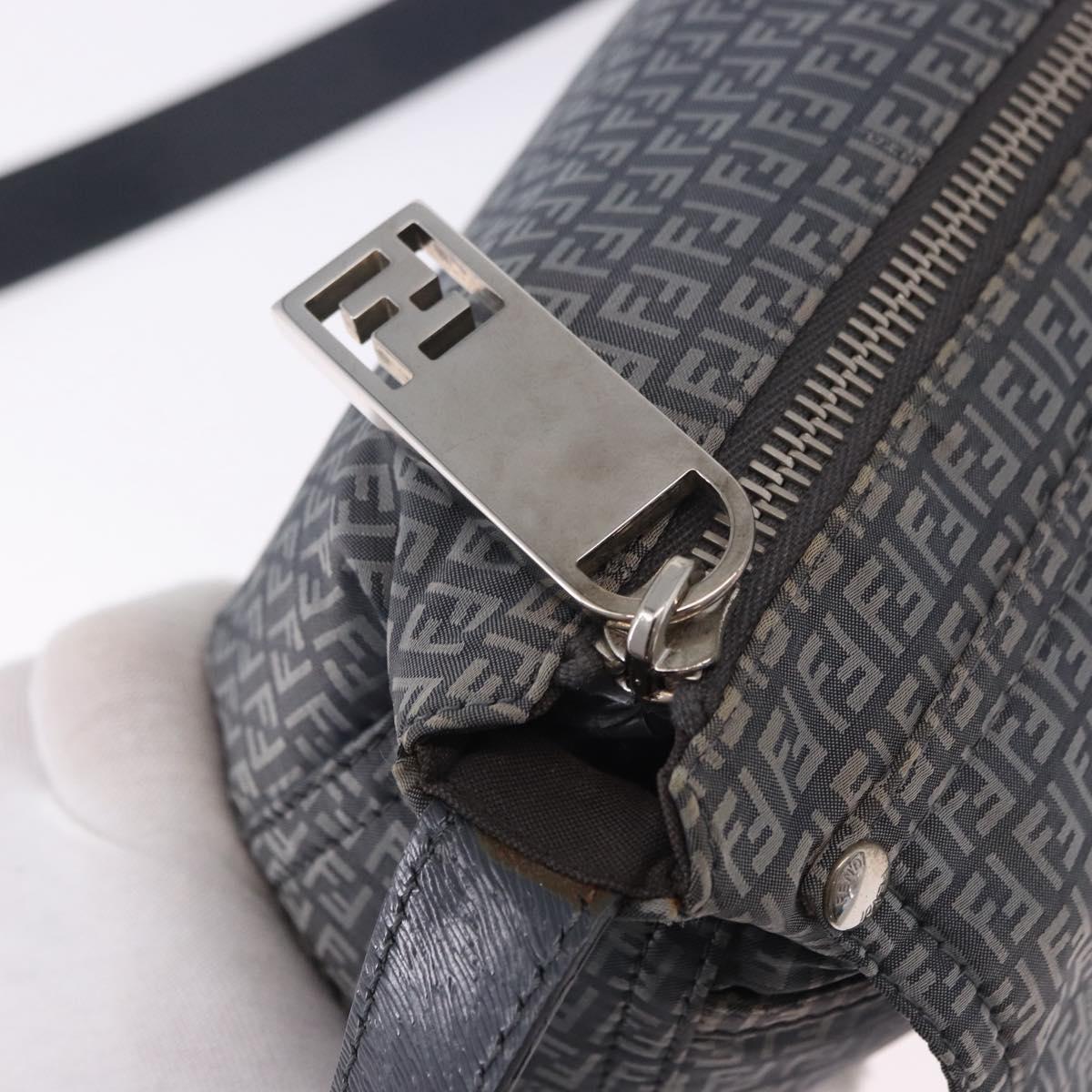 FENDI Zucchino Canvas Shoulder Bag Nylon Navy Silver 8BT166 Auth ep15741