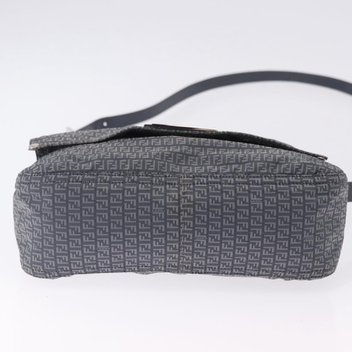 FENDI Zucchino Canvas Shoulder Bag Nylon Navy Silver 8BT166 Auth ep15741