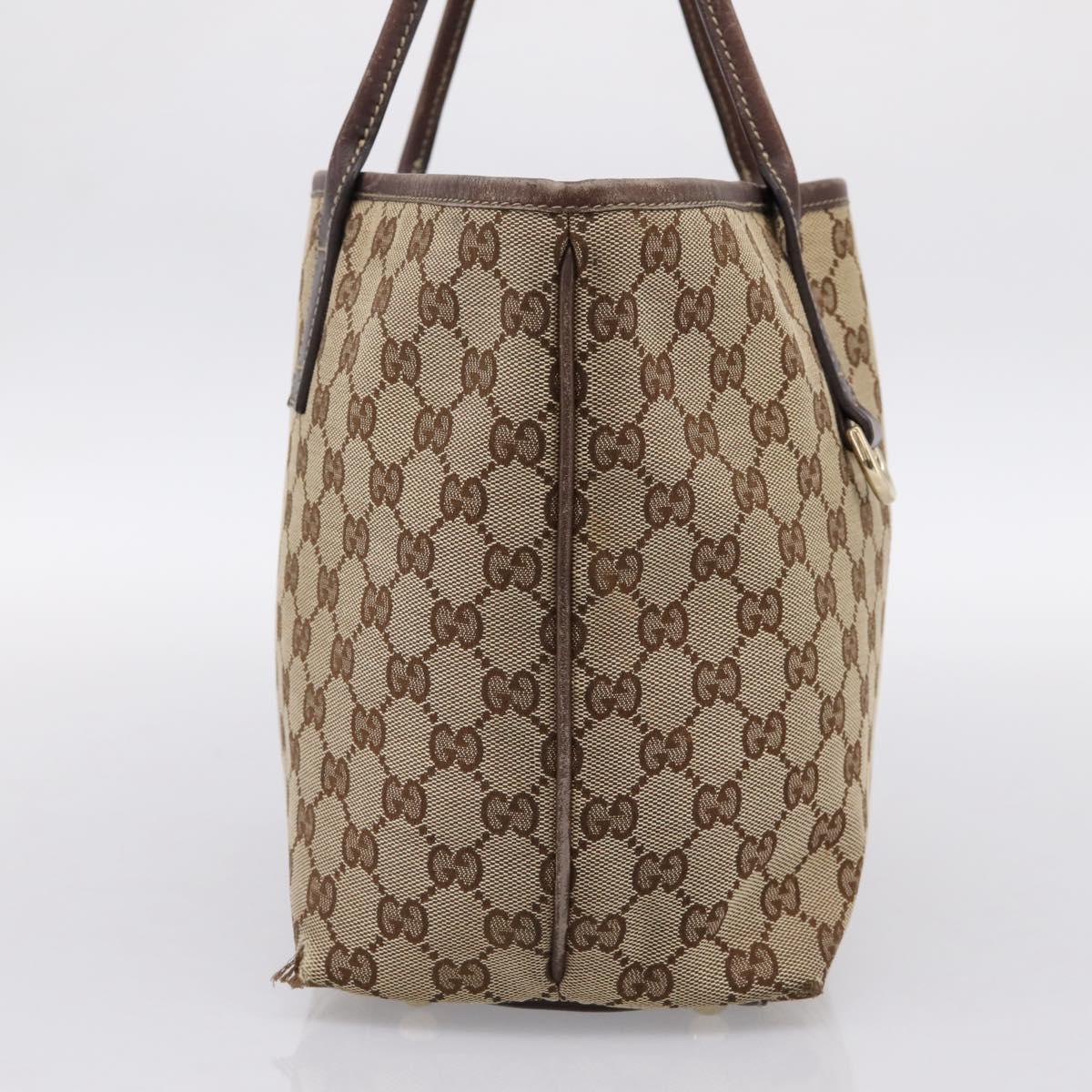 GUCCI GG Canvas Tote Bag Beige Gold Tone 169946 Auth ep15744