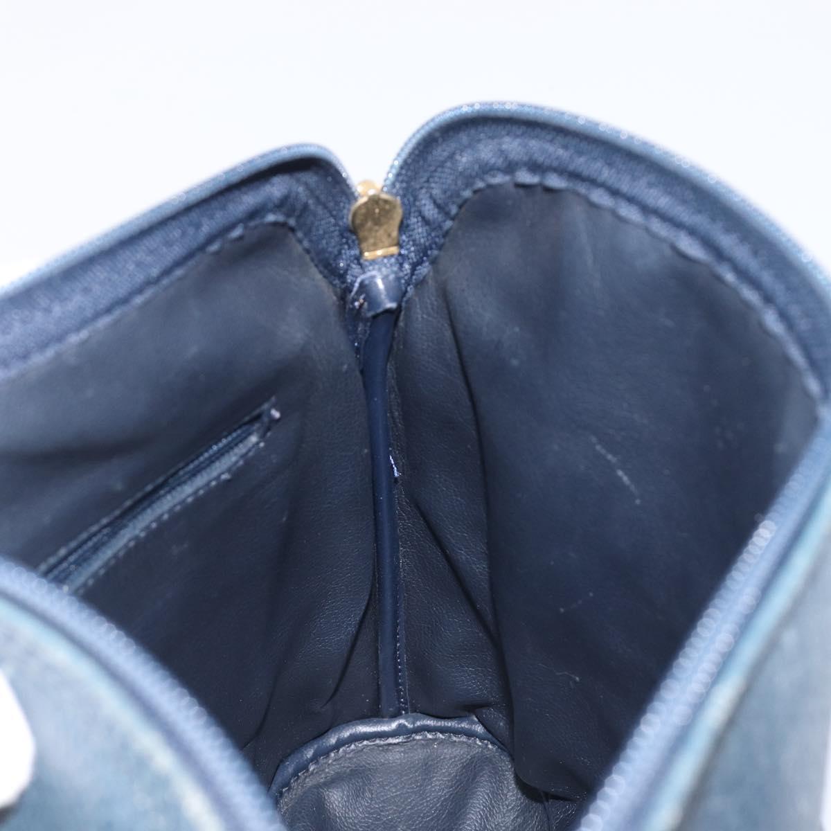 Christian Dior Hand Bag Leather Navy Gold Tone Auth ep15745