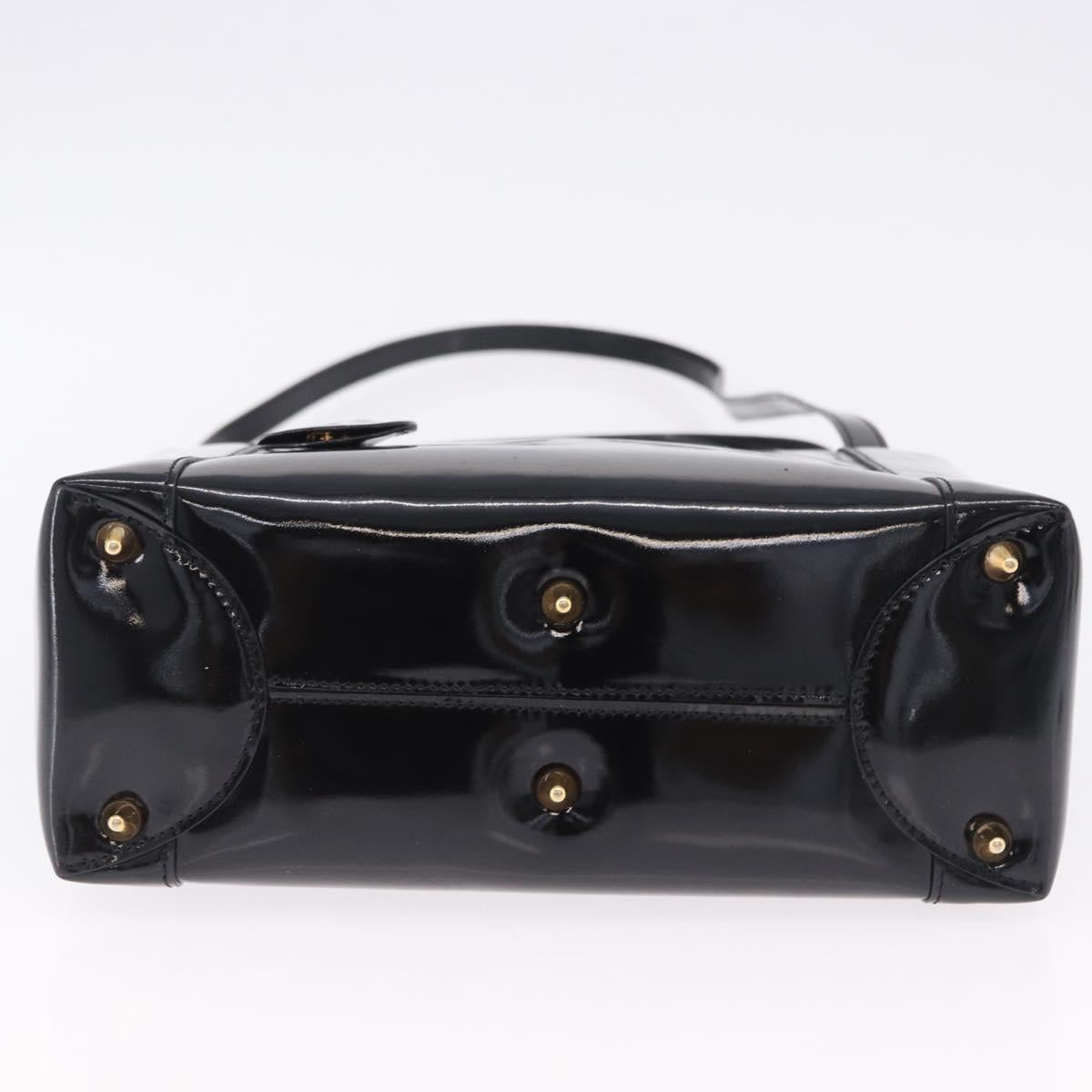 Christian Dior Maris Pearl Hand Bag Patent 2way Black Gold Tone Auth ep15753A