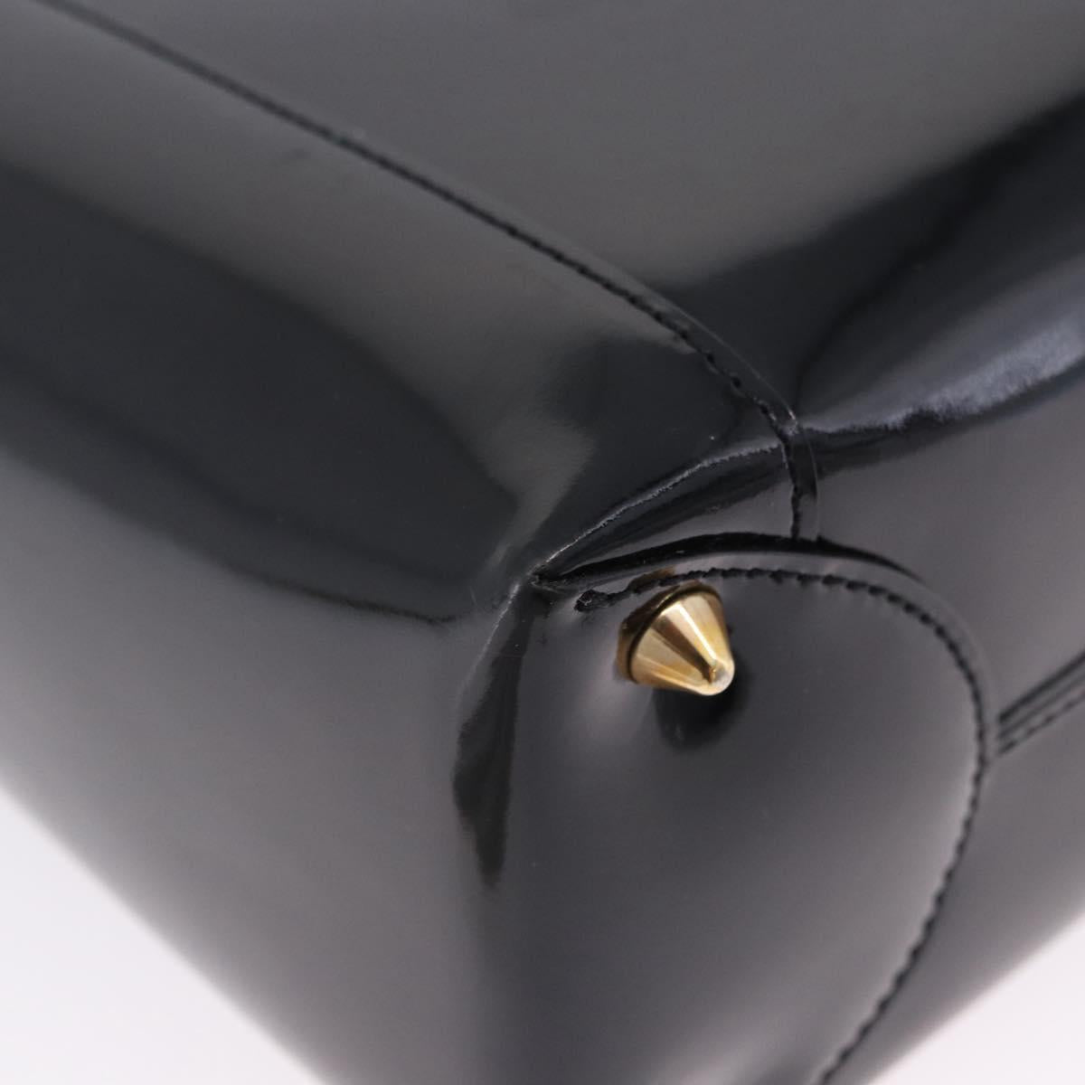 Christian Dior Maris Pearl Hand Bag Patent 2way Black Gold Tone Auth ep15753A
