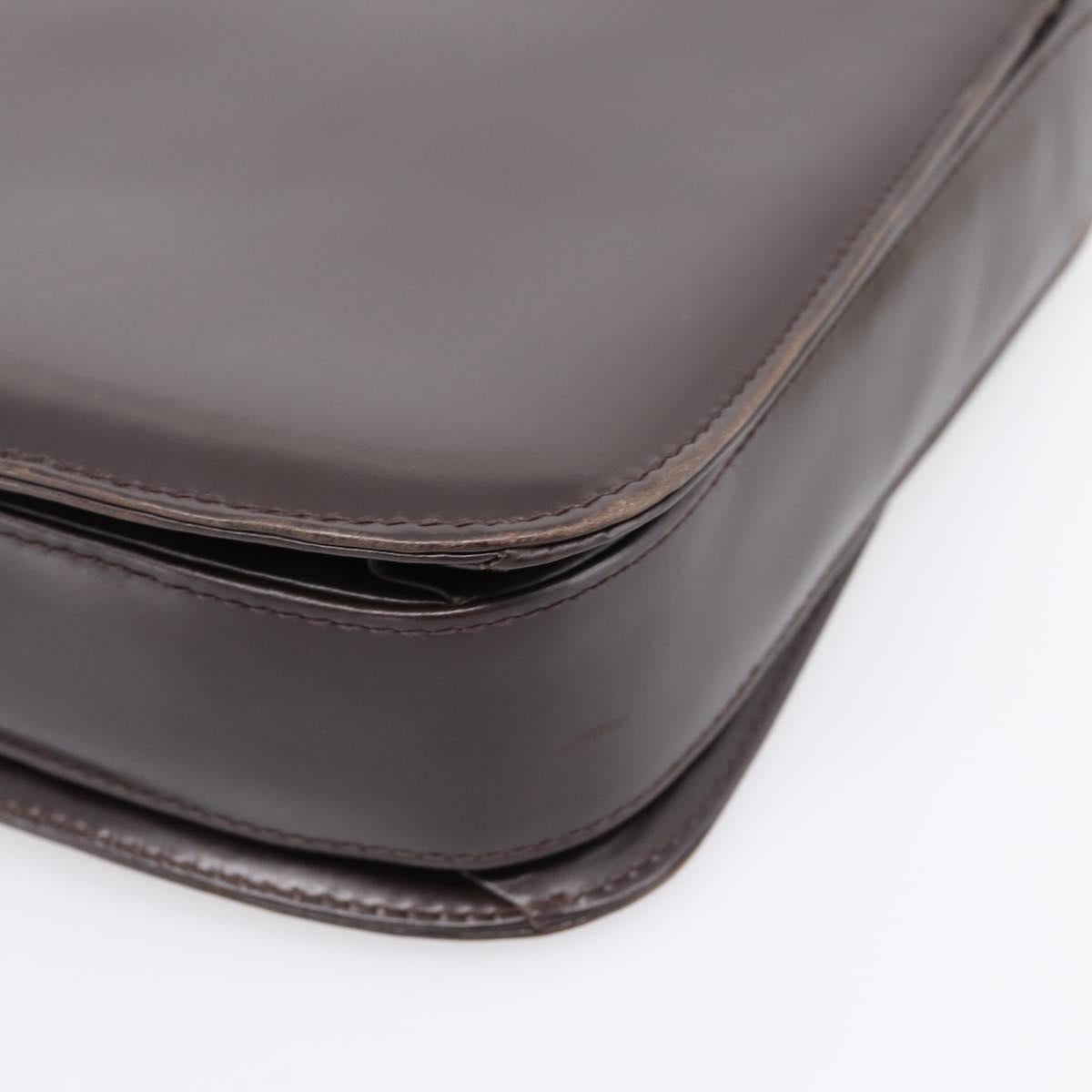 GUCCI Shoulder Bag Leather Brown Gold Tone Auth ep15755