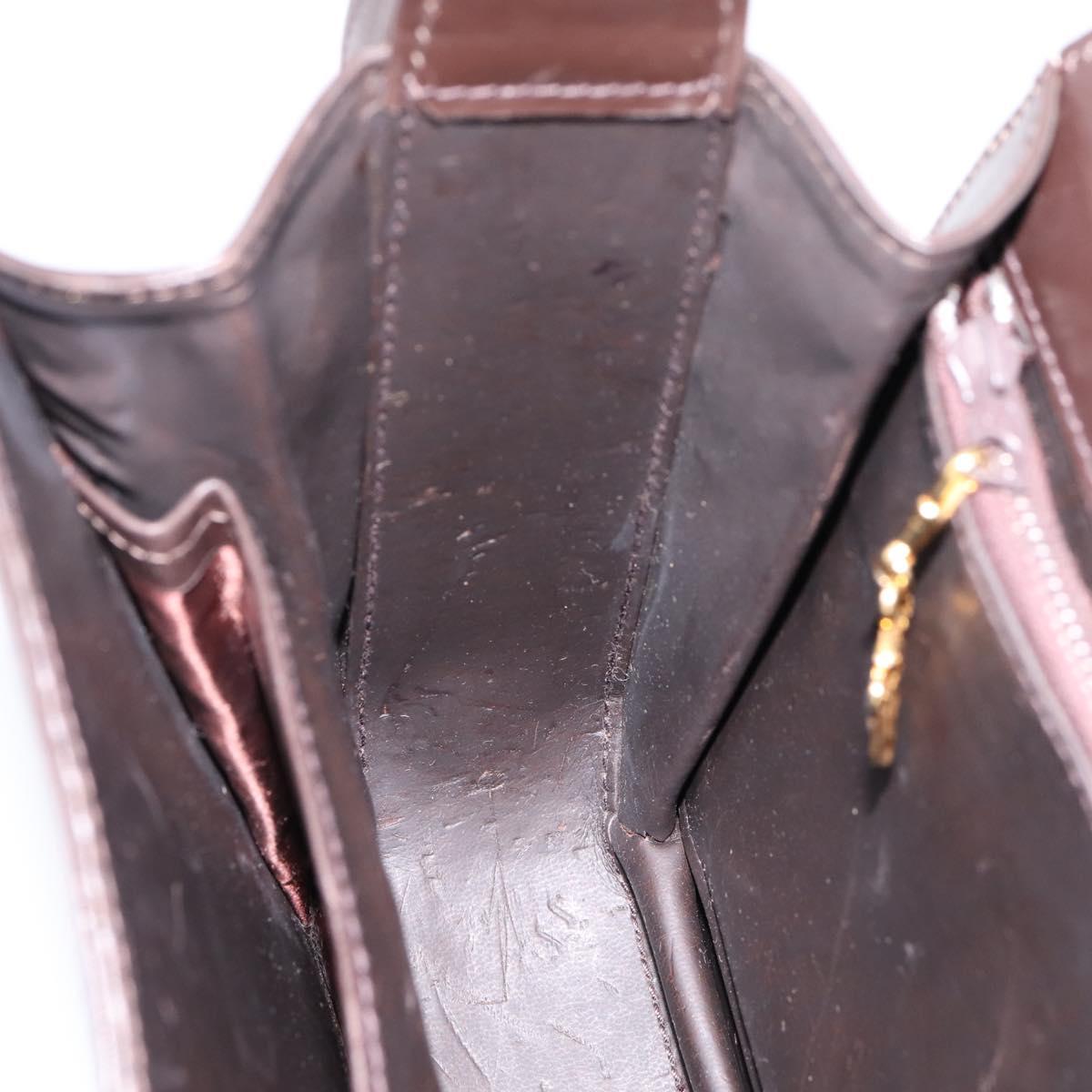 GUCCI Shoulder Bag Leather Brown Gold Tone Auth ep15755