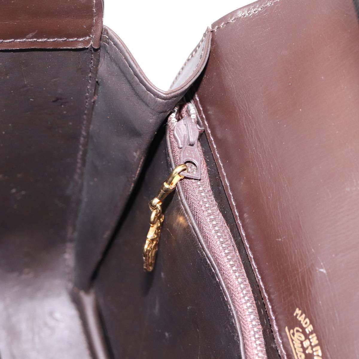 GUCCI Shoulder Bag Leather Brown Gold Tone Auth ep15755