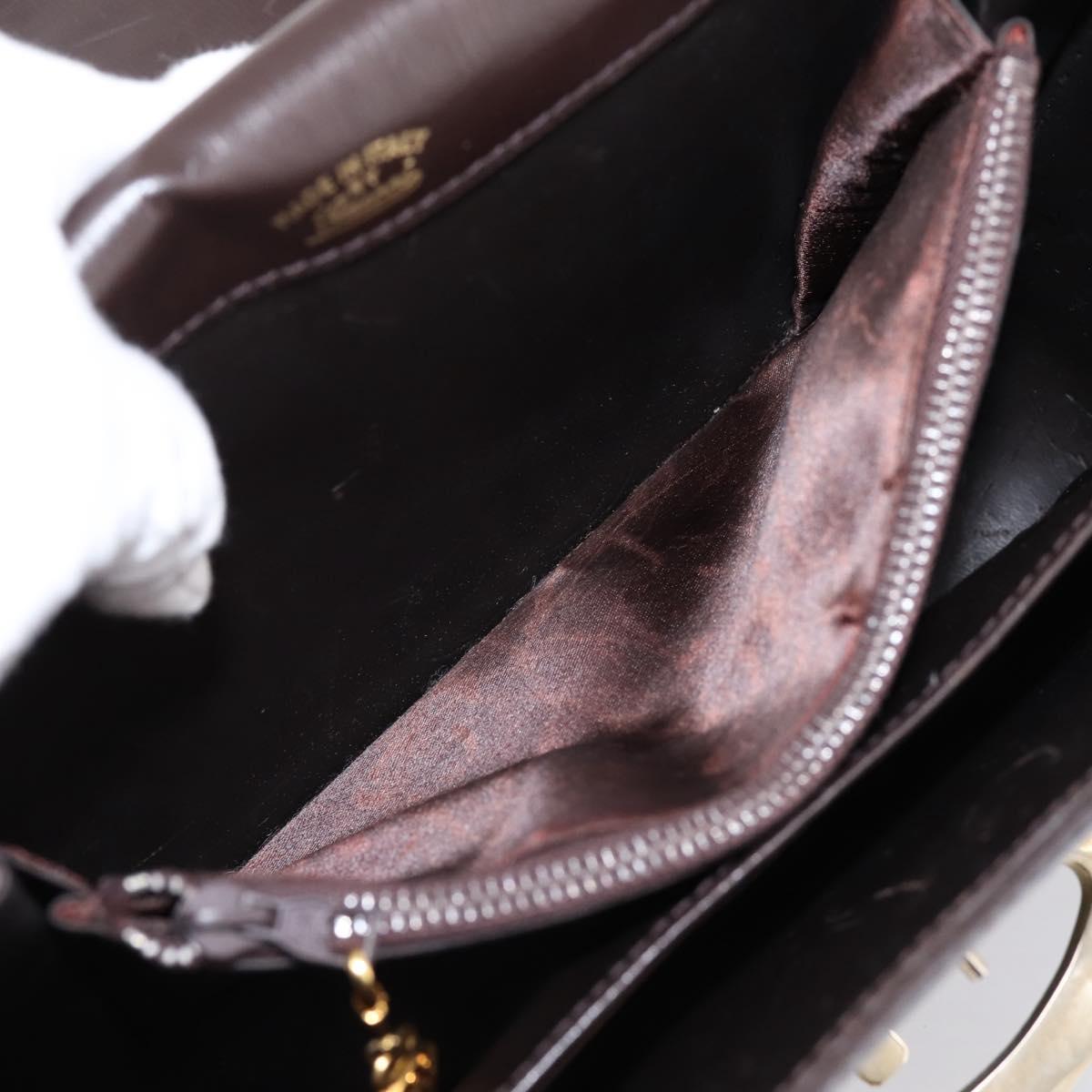 GUCCI Shoulder Bag Leather Brown Gold Tone Auth ep15755