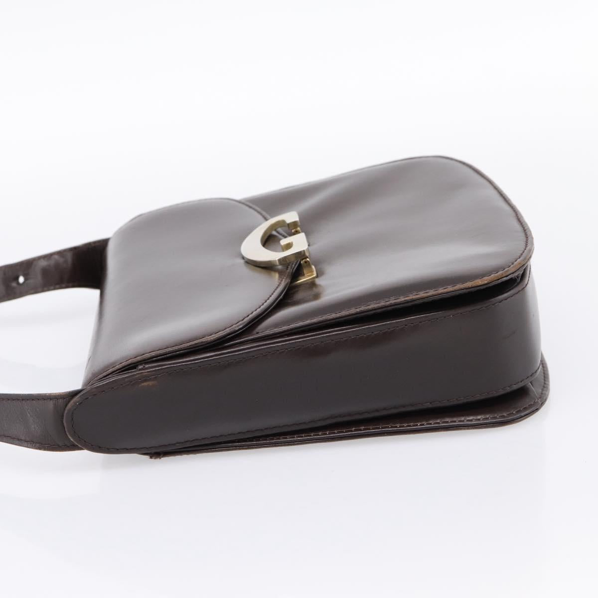GUCCI Shoulder Bag Leather Brown Gold Tone Auth ep15755