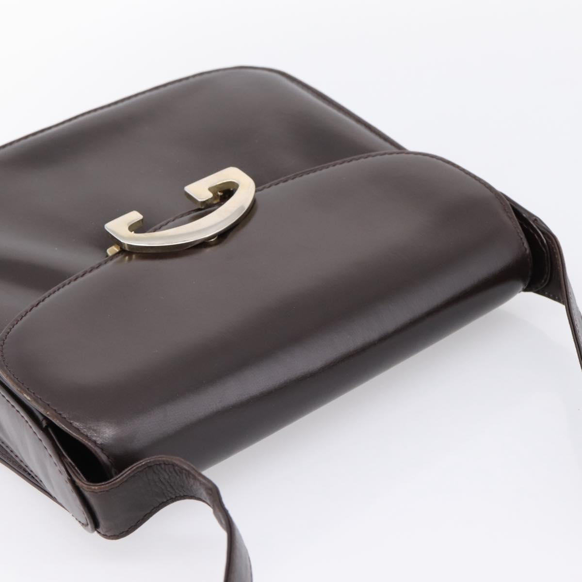 GUCCI Shoulder Bag Leather Brown Gold Tone Auth ep15755