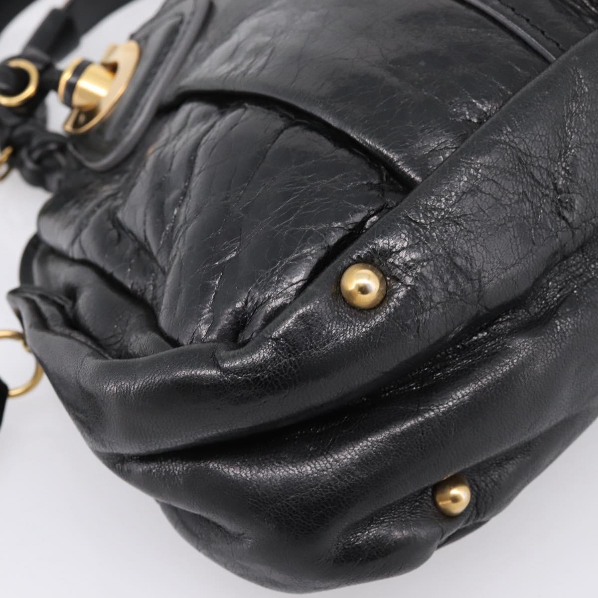 Chloe Hand Bag Leather Black Gold Tone Auth ep15756A