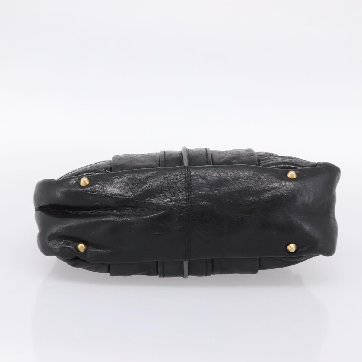 Chloe Hand Bag Leather Black Gold Tone Auth ep15756A