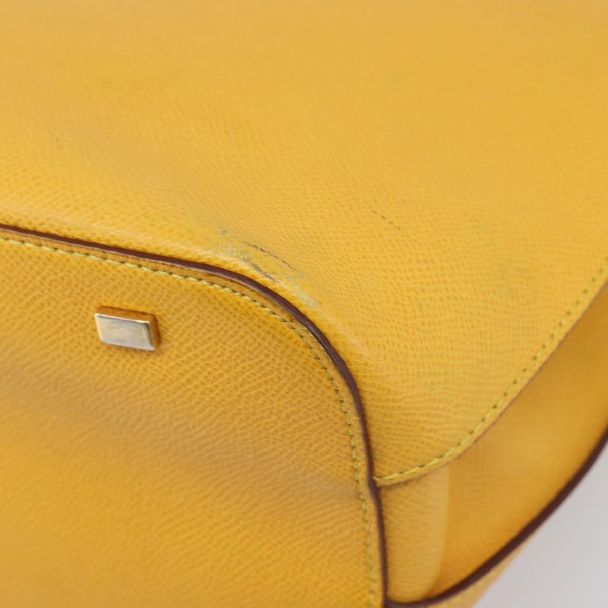 CELINE Tote Bag Leather Yellow Gold Tone Auth ep15757