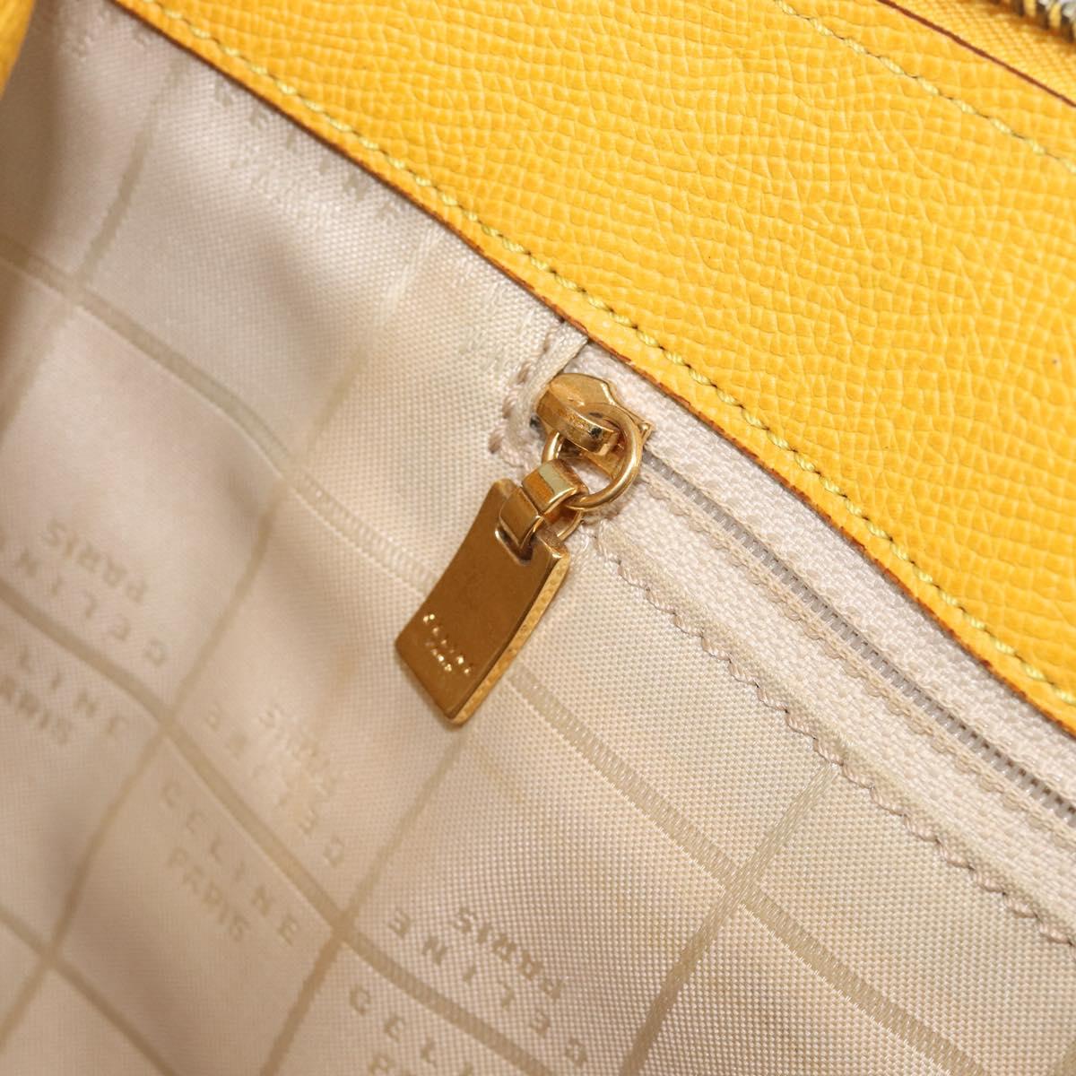 CELINE Tote Bag Leather Yellow Gold Tone Auth ep15757