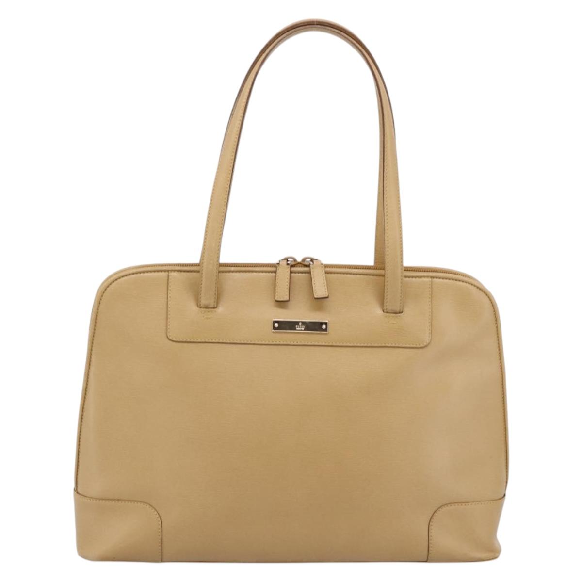 GUCCI Tote Bag Leather Beige Gold Tone 002 1122 2684 Auth ep15761
