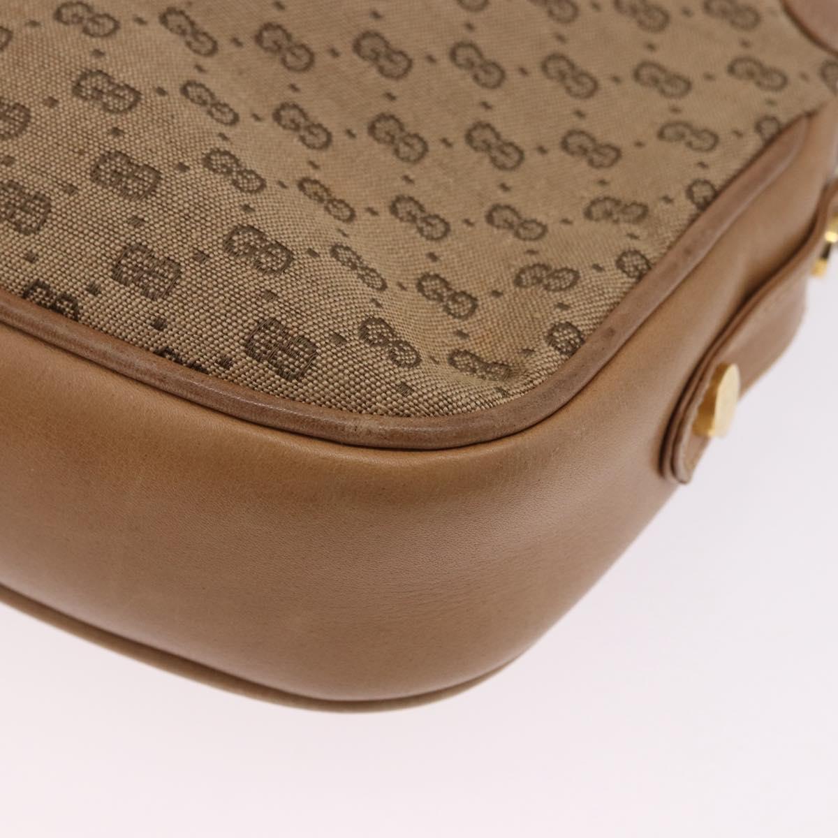 GUCCI Micro GG Canvas Shoulder Bag Beige Gold Tone Auth ep15764