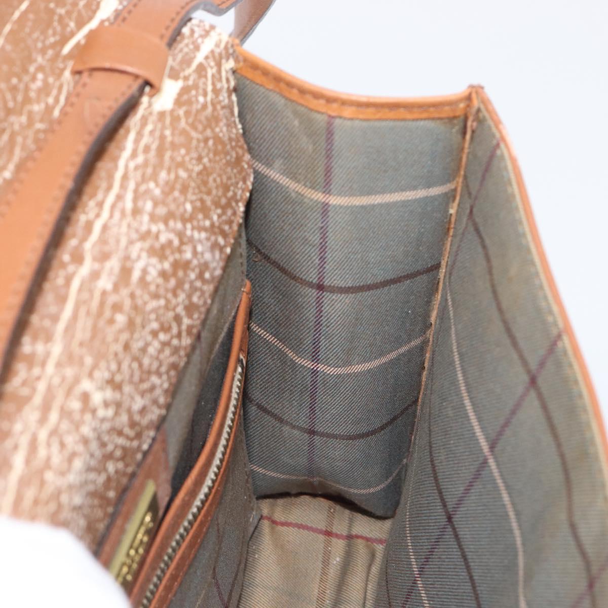 Burberrys Shoulder Bag Leather Brown Gold Tone Auth ep15766