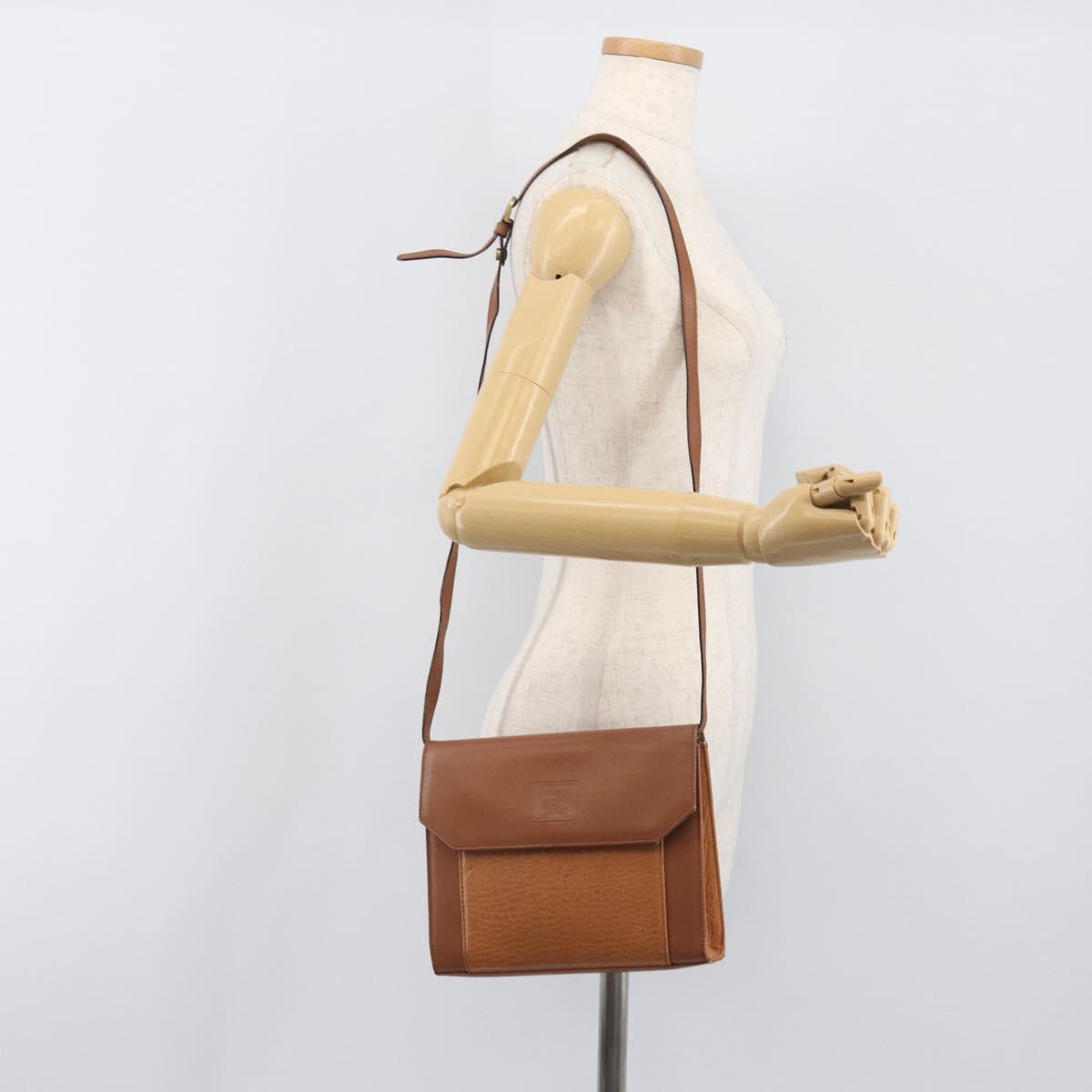 Burberrys Shoulder Bag Leather Brown Gold Tone Auth ep15766