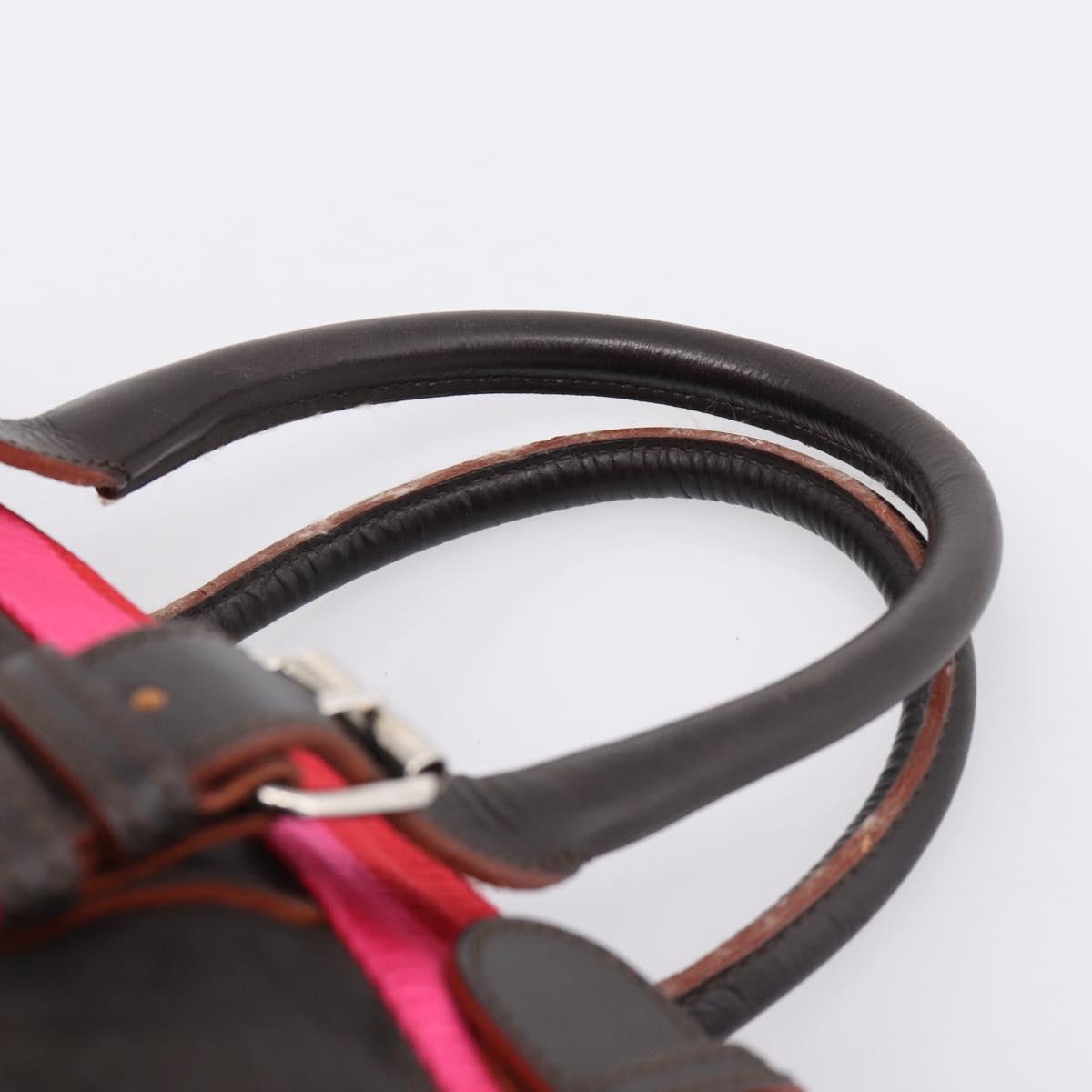 LOEWE Hand Bag Leather Black Silver Auth ep15767