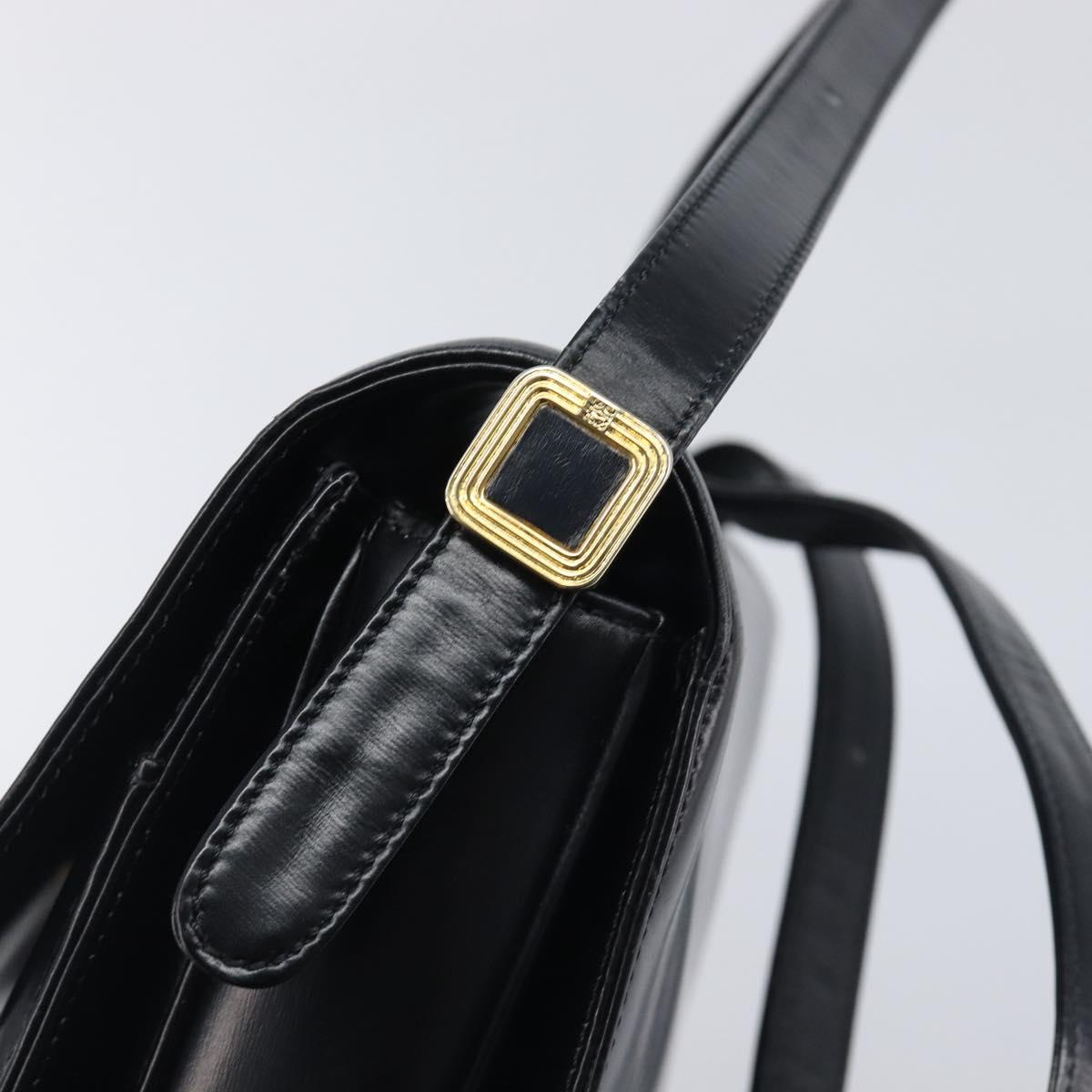 LOEWE Shoulder Bag Leather Black Gold Tone Auth ep15772
