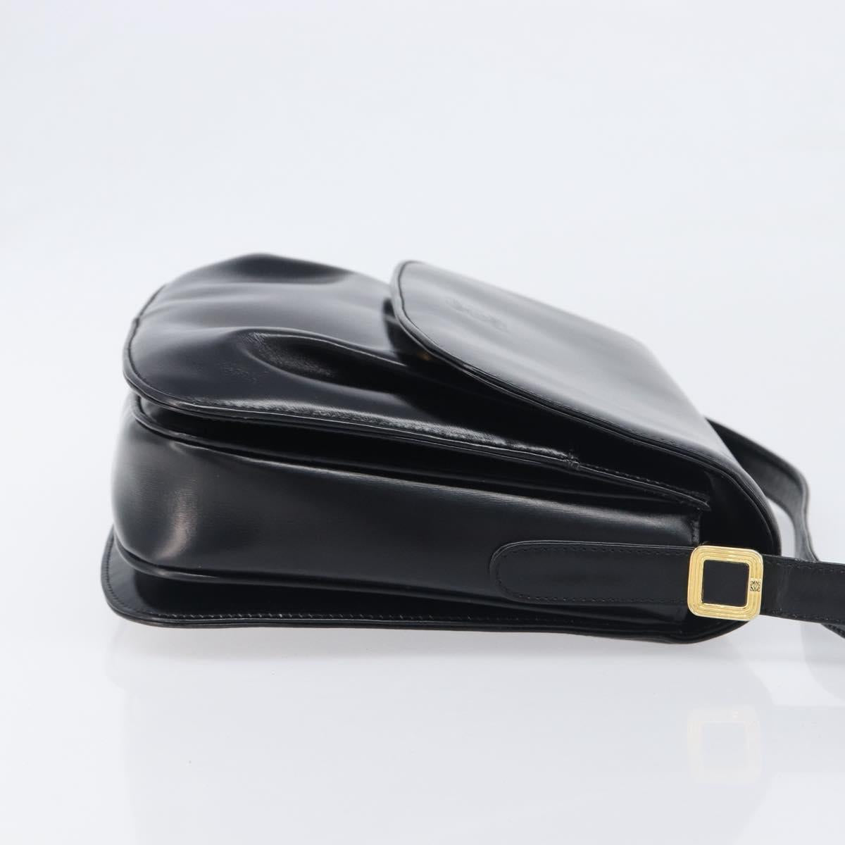LOEWE Shoulder Bag Leather Black Gold Tone Auth ep15772