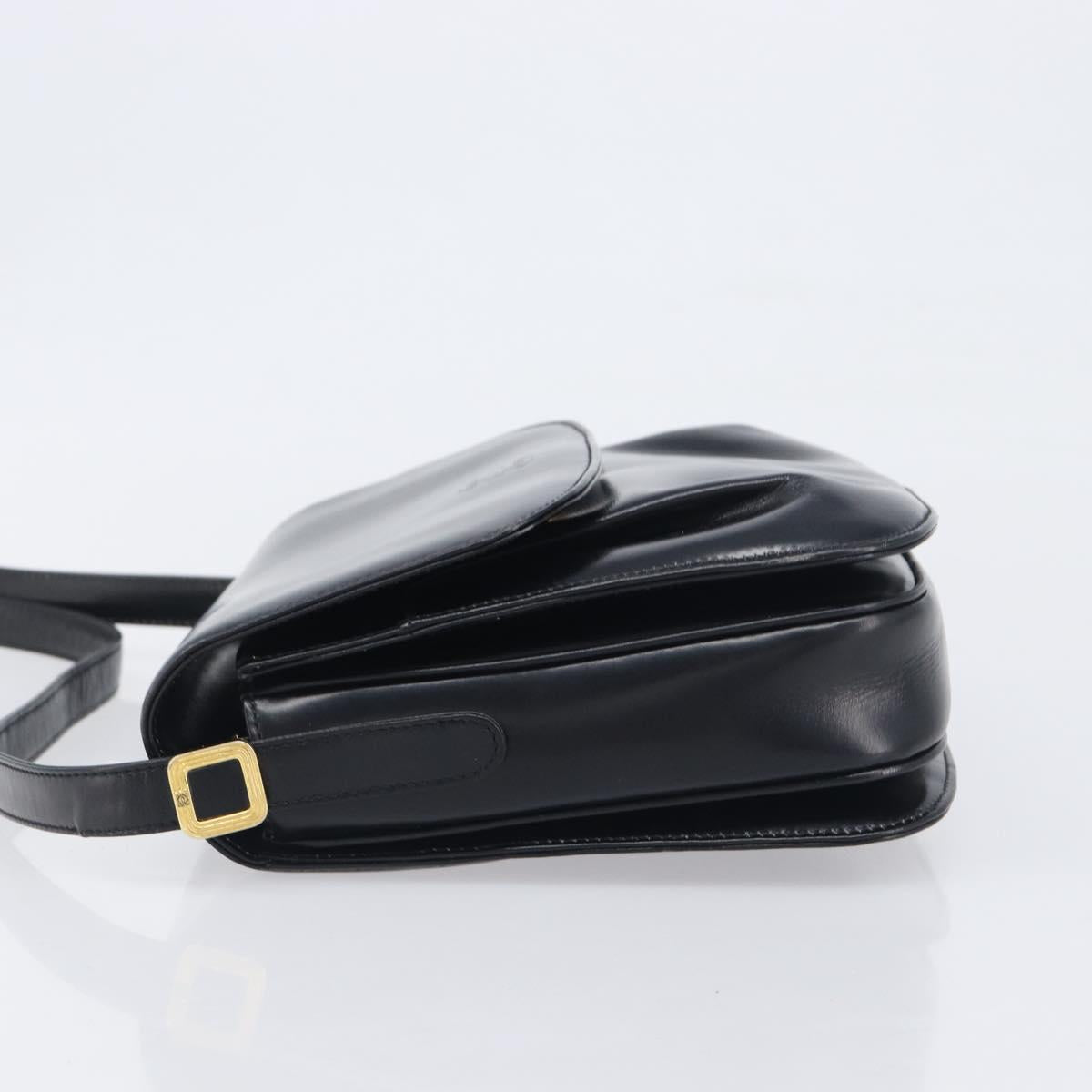 LOEWE Shoulder Bag Leather Black Gold Tone Auth ep15772