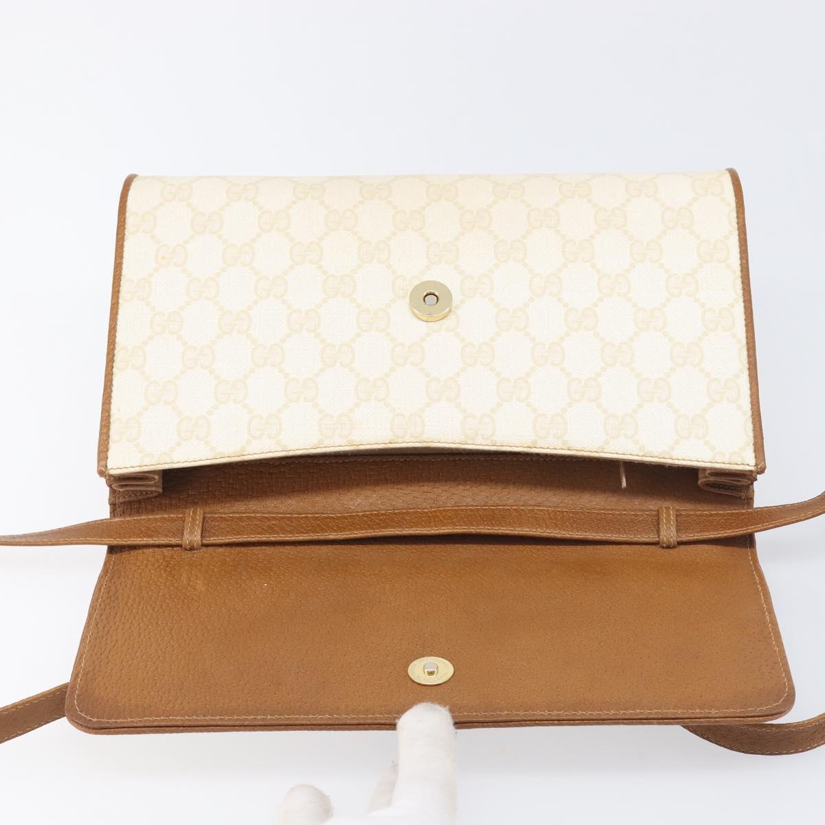 GUCCI GG Supreme Shoulder Bag PVC White Gold Tone 904 02 050 Auth ep15777