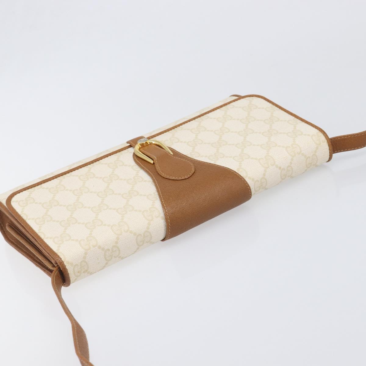 GUCCI GG Supreme Shoulder Bag PVC White Gold Tone 904 02 050 Auth ep15777