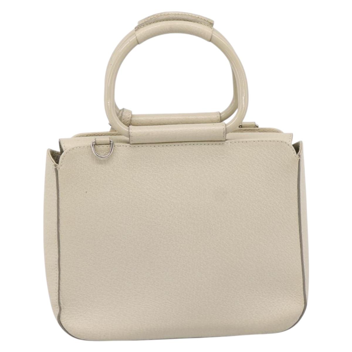 GUCCI Hand Bag Leather Ivory Silver 000 2058 0308 5 Auth ep15778