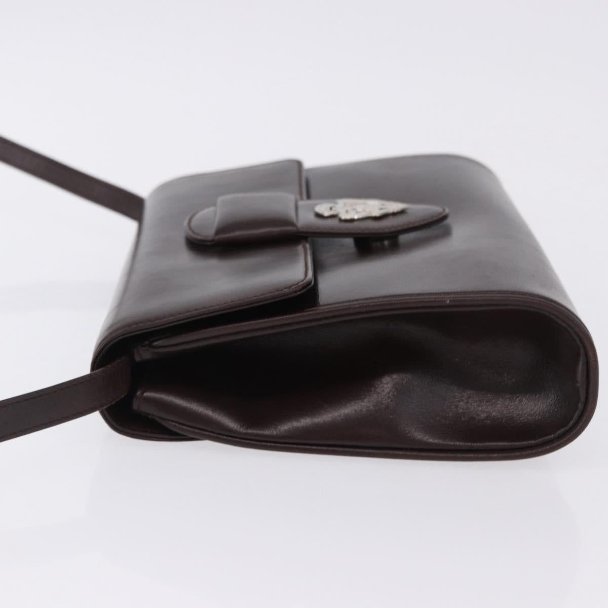 GUCCI Shoulder Bag Leather Brown Silver 004 01 0296 Auth ep15780
