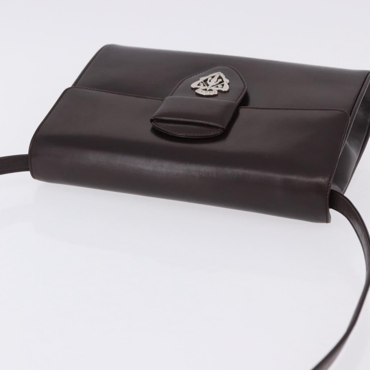 GUCCI Shoulder Bag Leather Brown Silver 004 01 0296 Auth ep15780