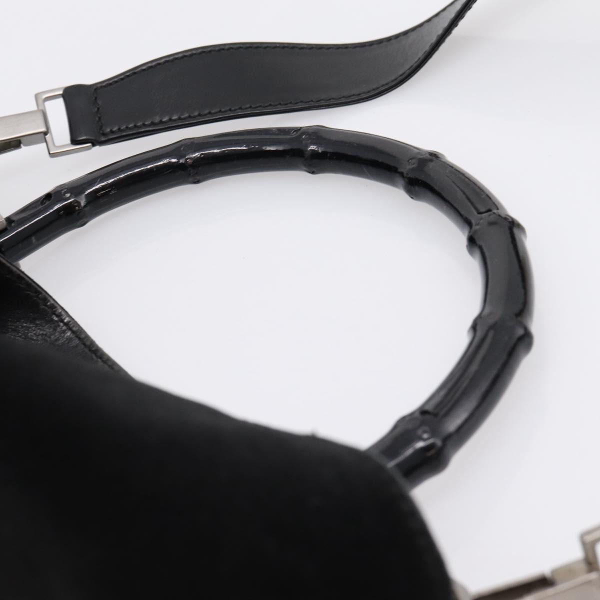 GUCCI Bamboo Hand Bag Suede 2way Black Silver 001 1577 Auth ep15783