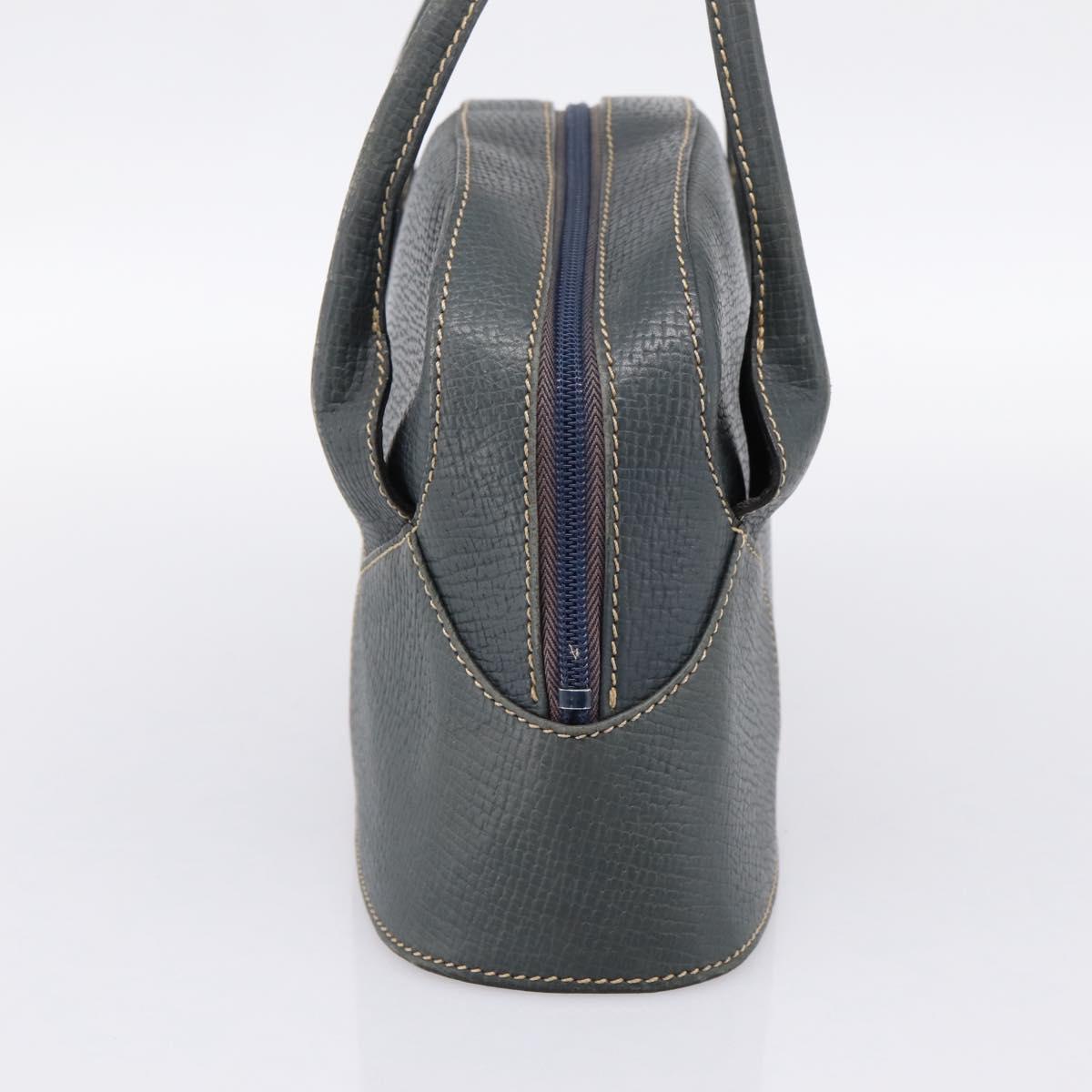 LOEWE Hand Bag Leather Navy Gold Tone Auth ep15784